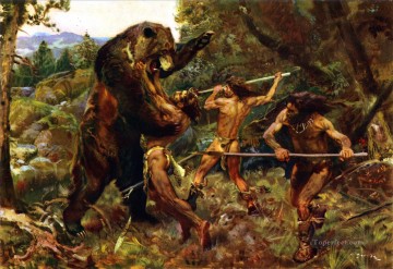 hunt bear Oil Paintings